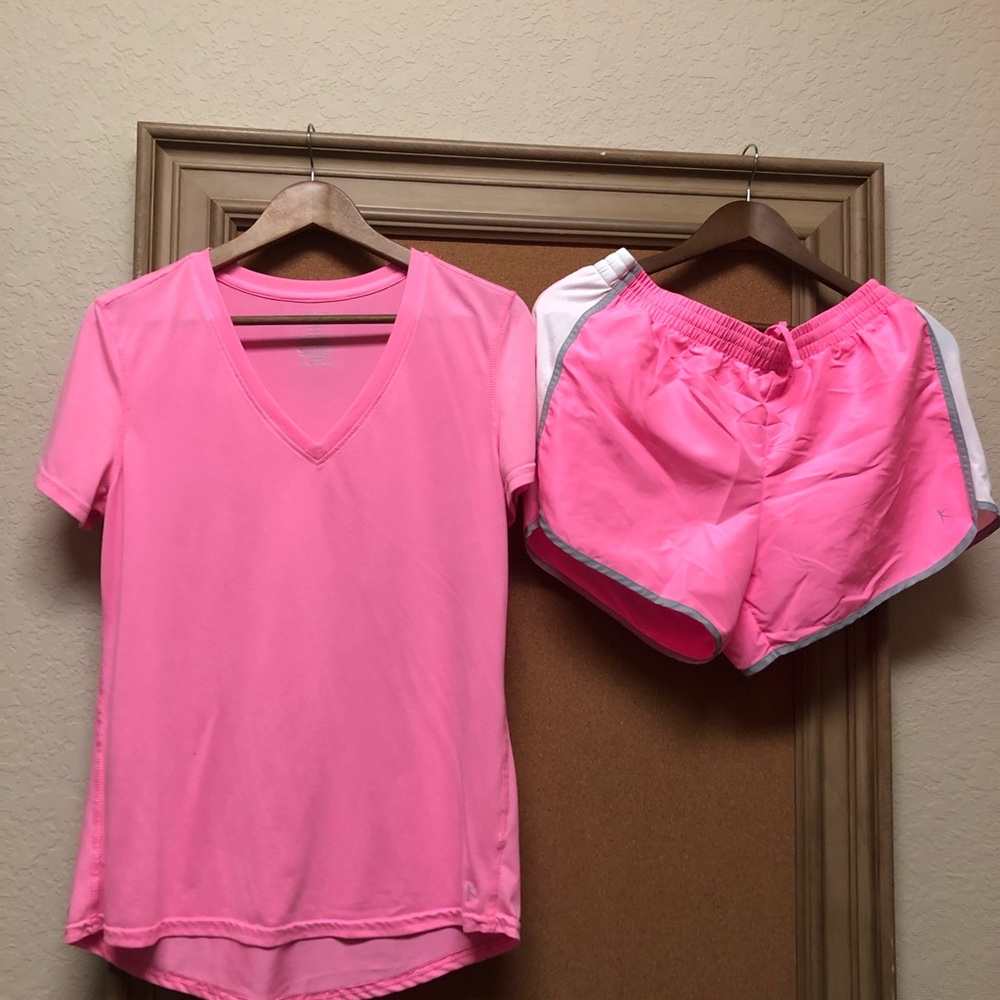 Hot Pink Danskin Now Athletic T-shirt and shorts